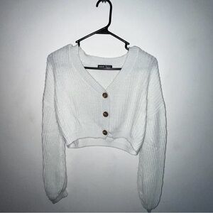 CROPPED BUTTON UP SWEATER CARDIGAN TOP